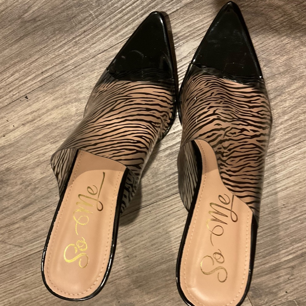 Clear heels with zebra stripes size 5.5